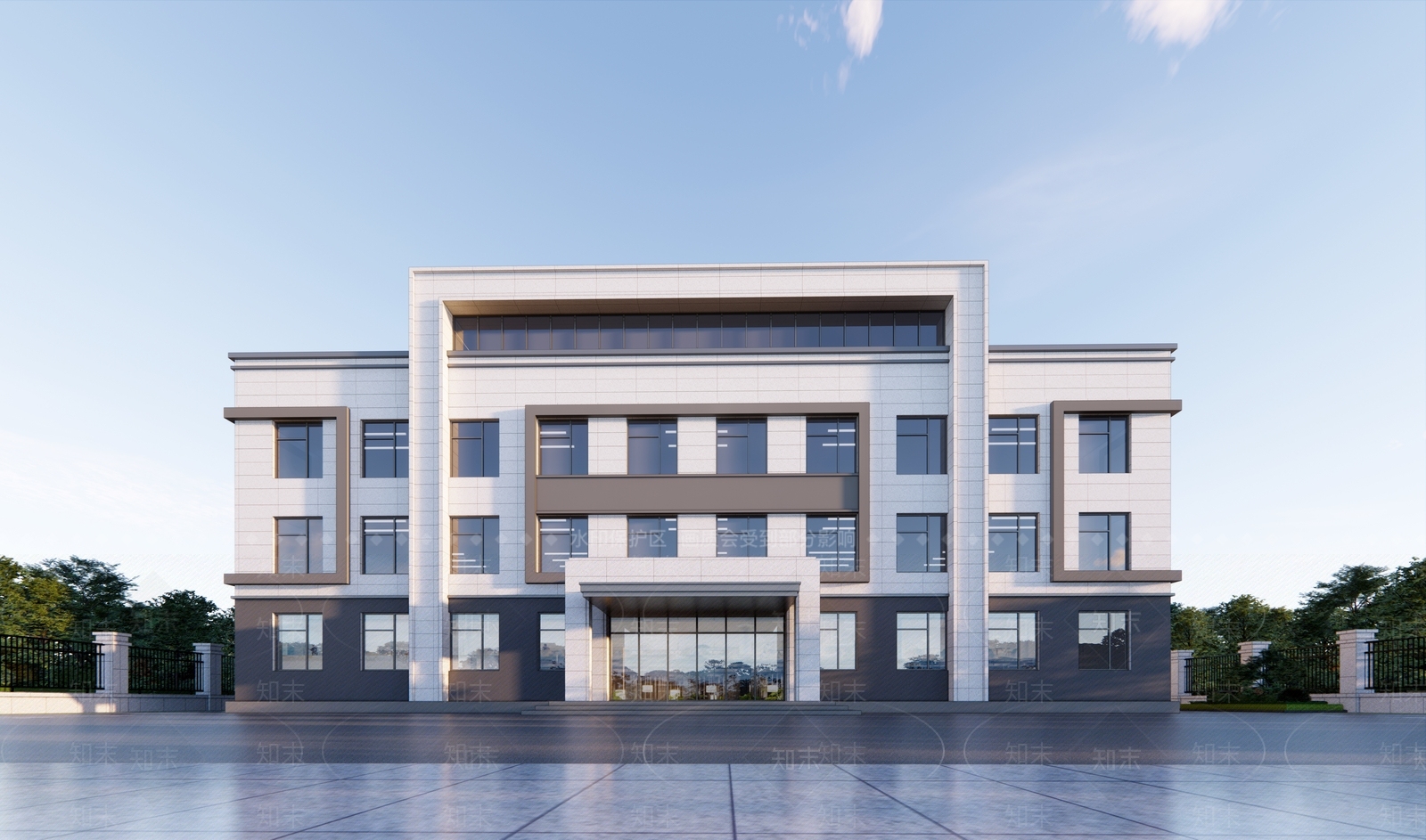 现代简约政府办公楼SU模型下载【ID:1202977679】