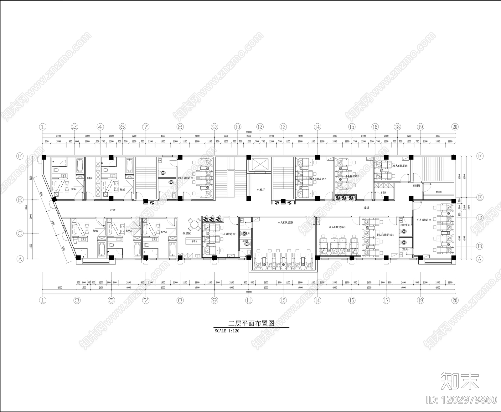 现代足浴店cad施工图下载【ID:1202979860】