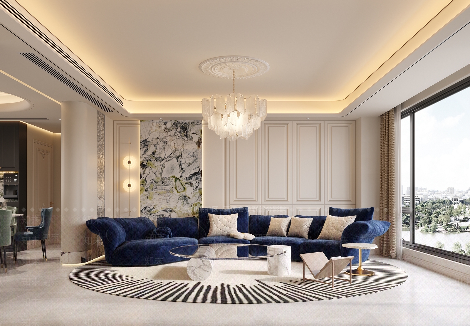 法式欧式家居客厅3D模型下载【ID:1202980752】