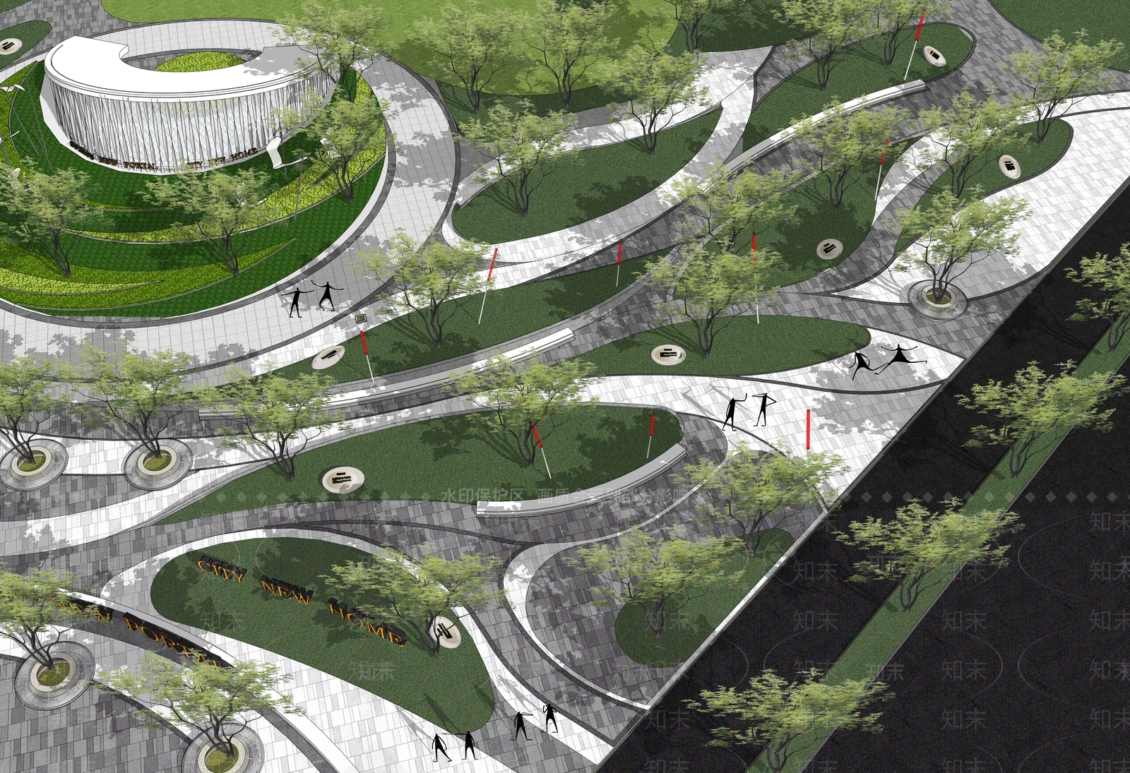 现代景观公园SU模型下载【ID:1202981120】