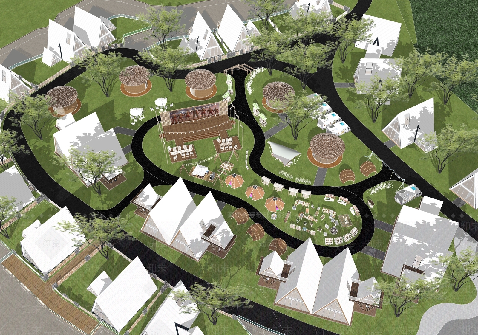 现代营地SU模型下载【ID:1202981745】