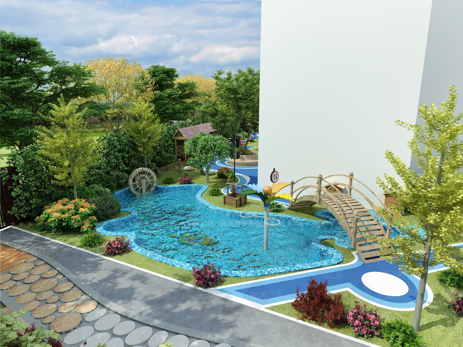 现代原木幼儿园3D模型下载【ID:1202989230】