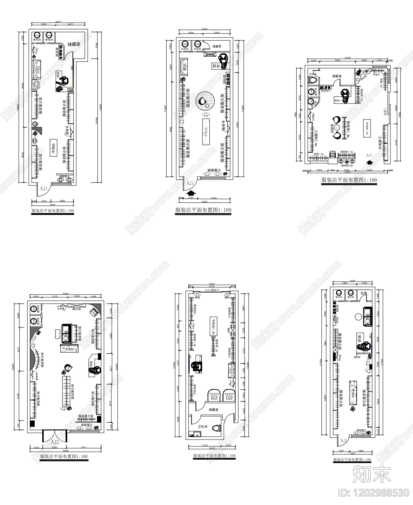 现代服装店cad施工图下载【ID:1202988530】