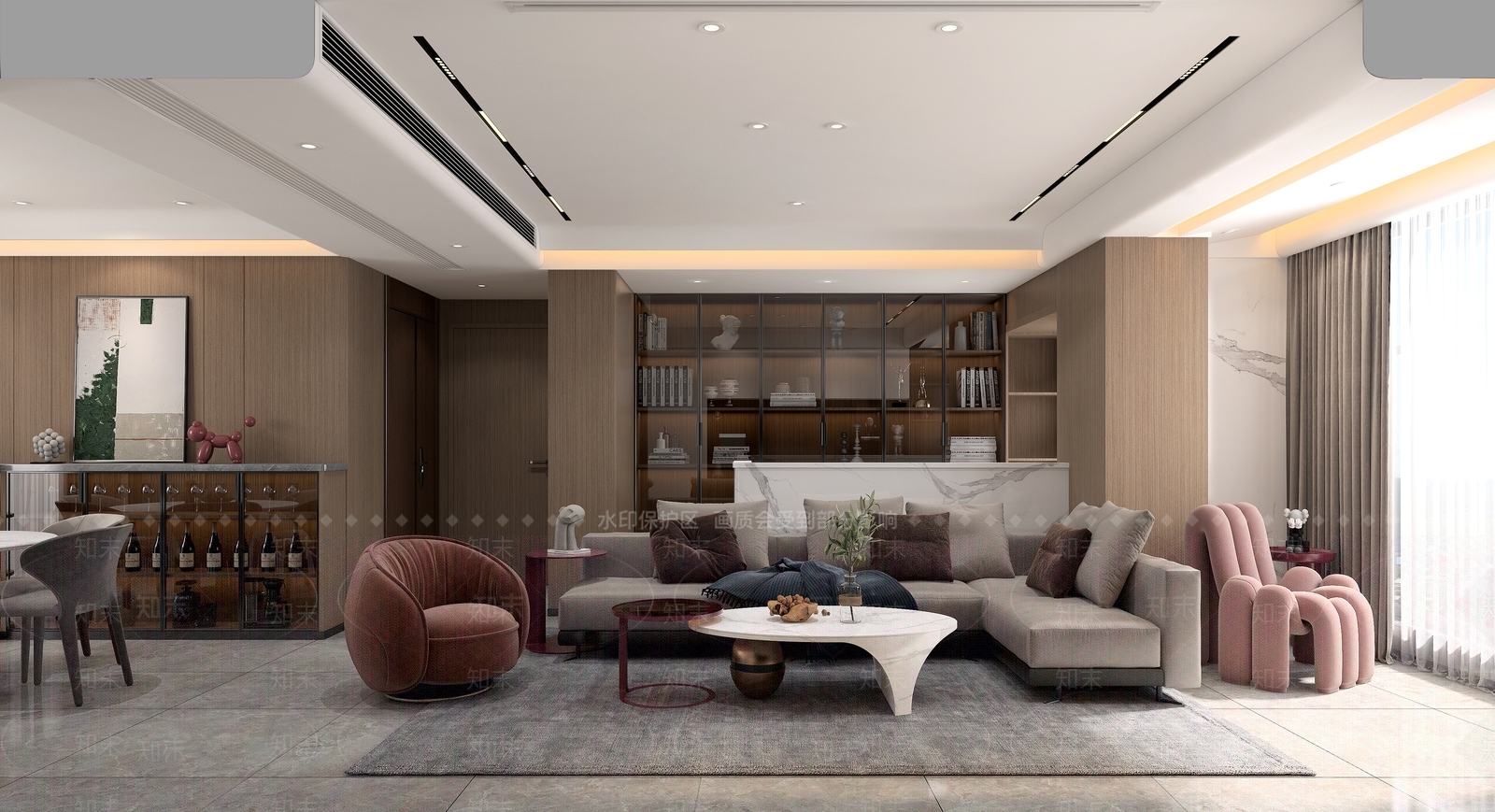 现代简约家居客厅3D模型下载【ID:1202989596】