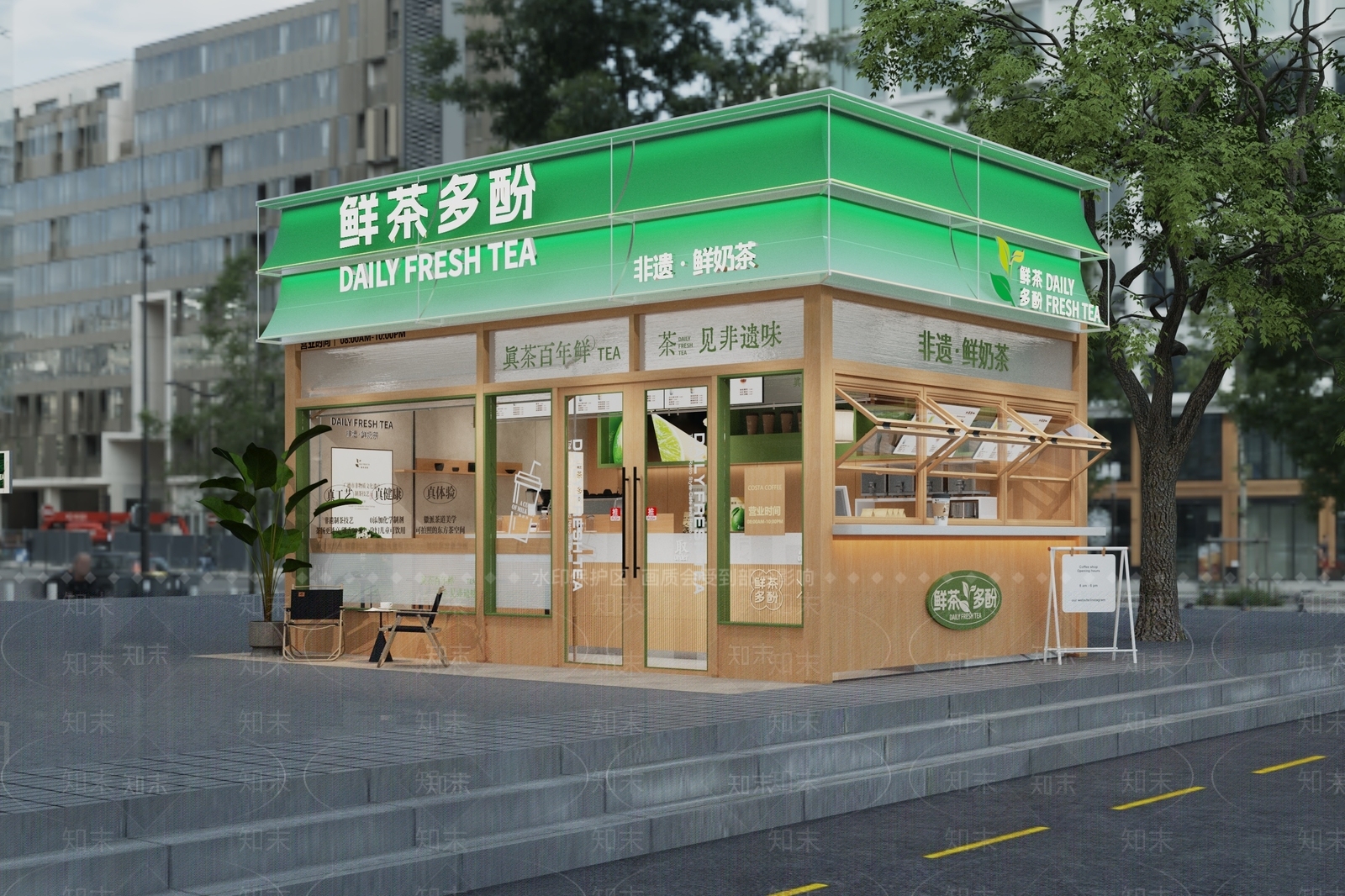 现代新中式餐饮建筑3D模型下载【ID:1202990378】