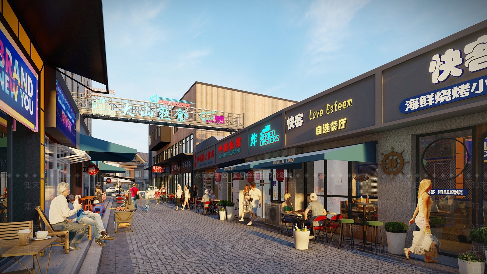 现代新中式商业街SU模型下载【ID:1202991314】