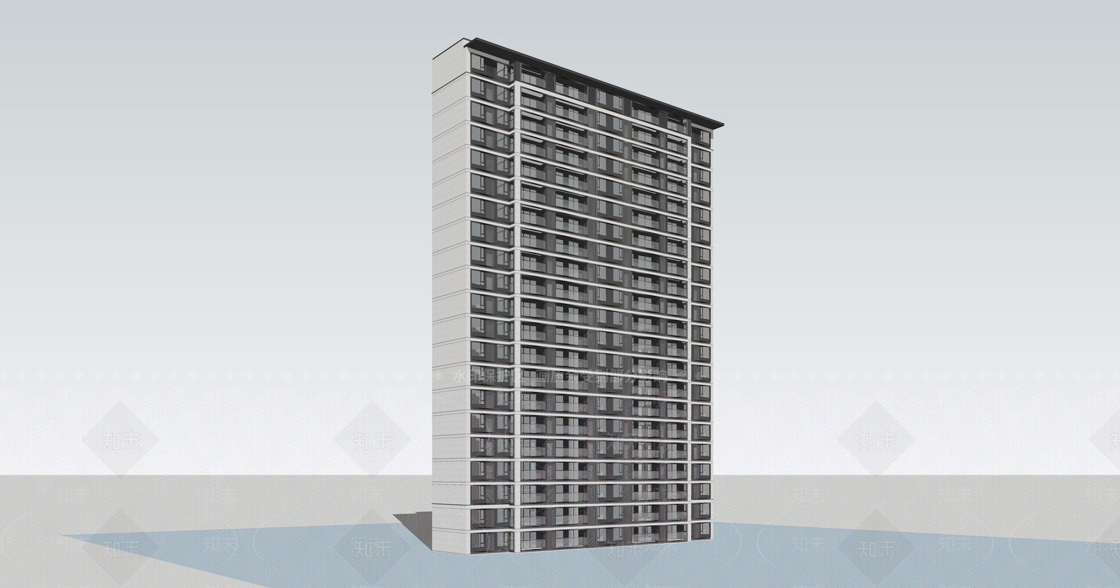 现代新中式高层住宅SU模型下载【ID:1202991979】