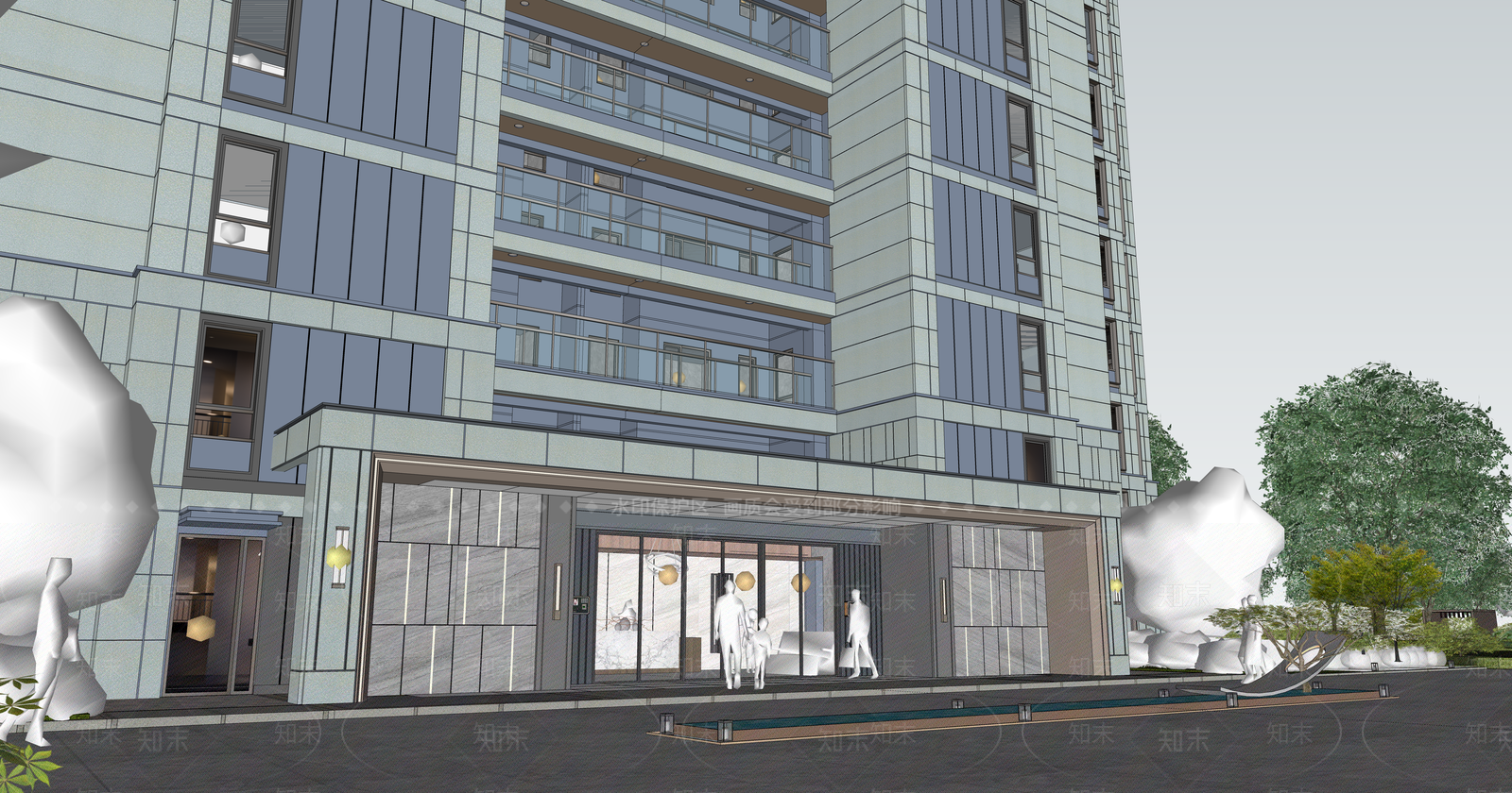 现代小区建筑SU模型下载【ID:1202992339】