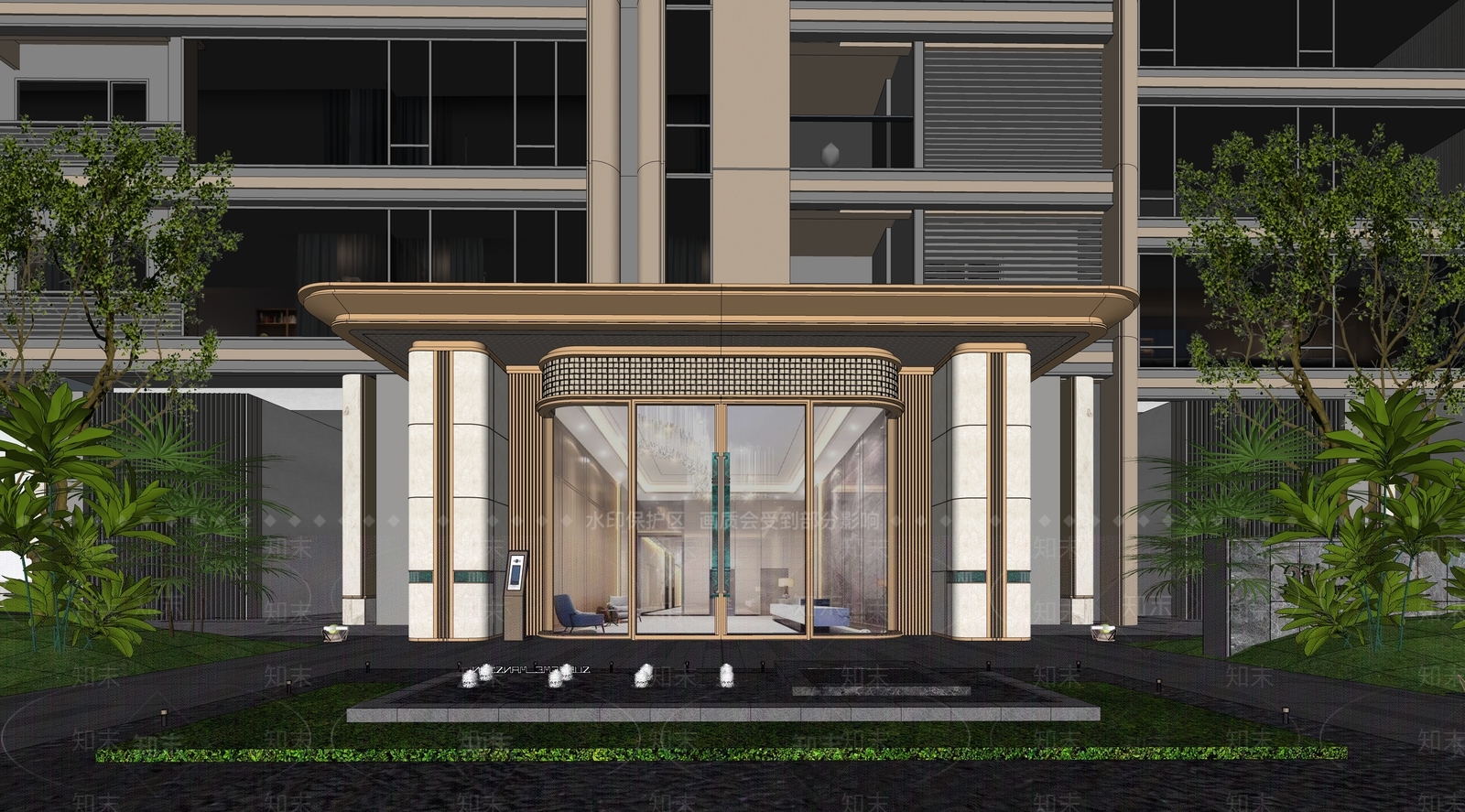 现代小区建筑SU模型下载【ID:1202994131】