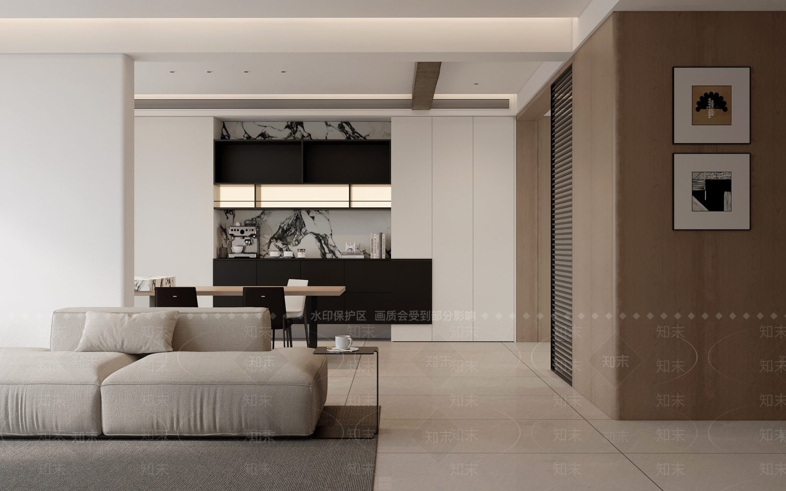 现代极简家居客厅3D模型下载【ID:1203139323】