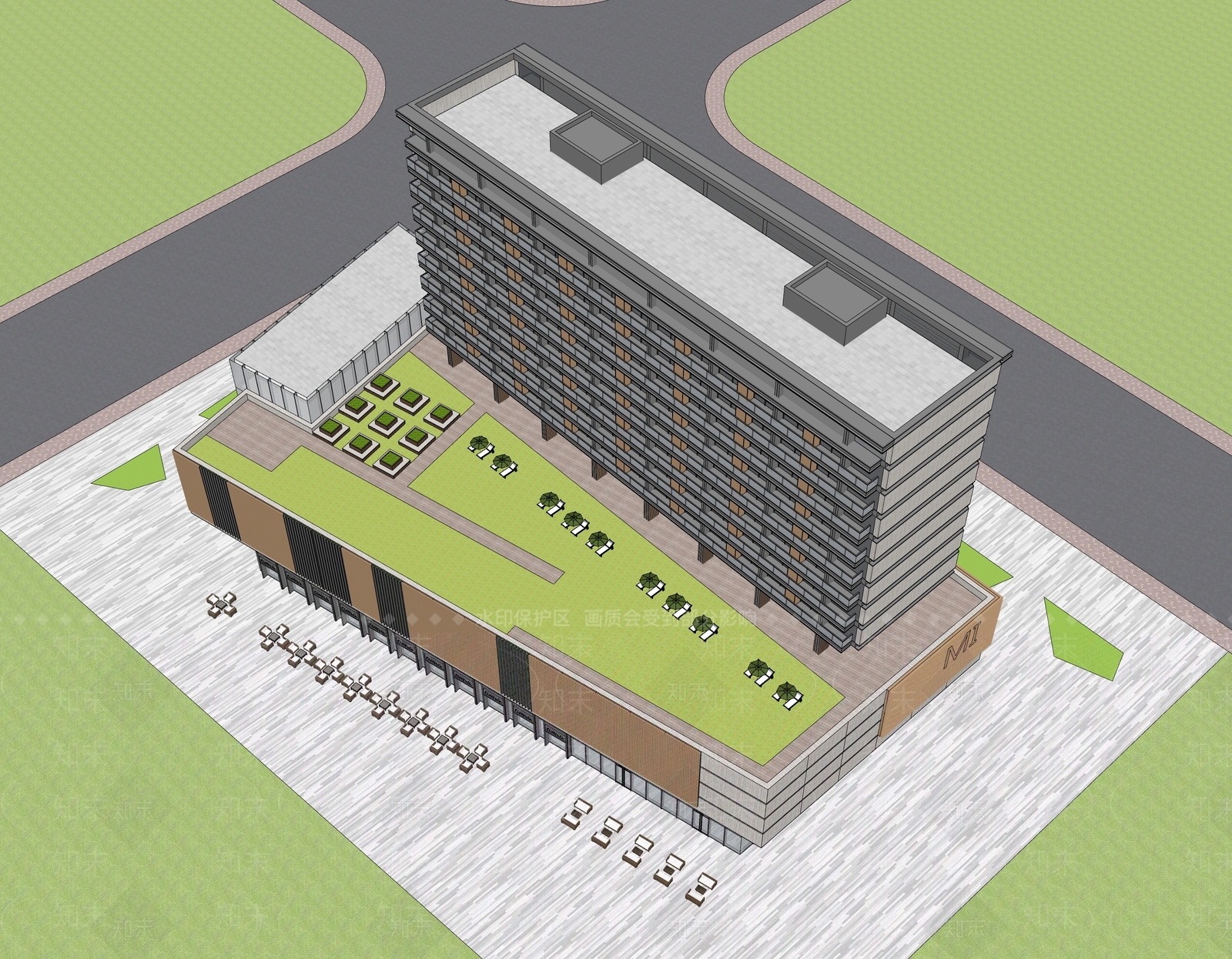 现代酒店建筑SU模型下载【ID:1202997283】
