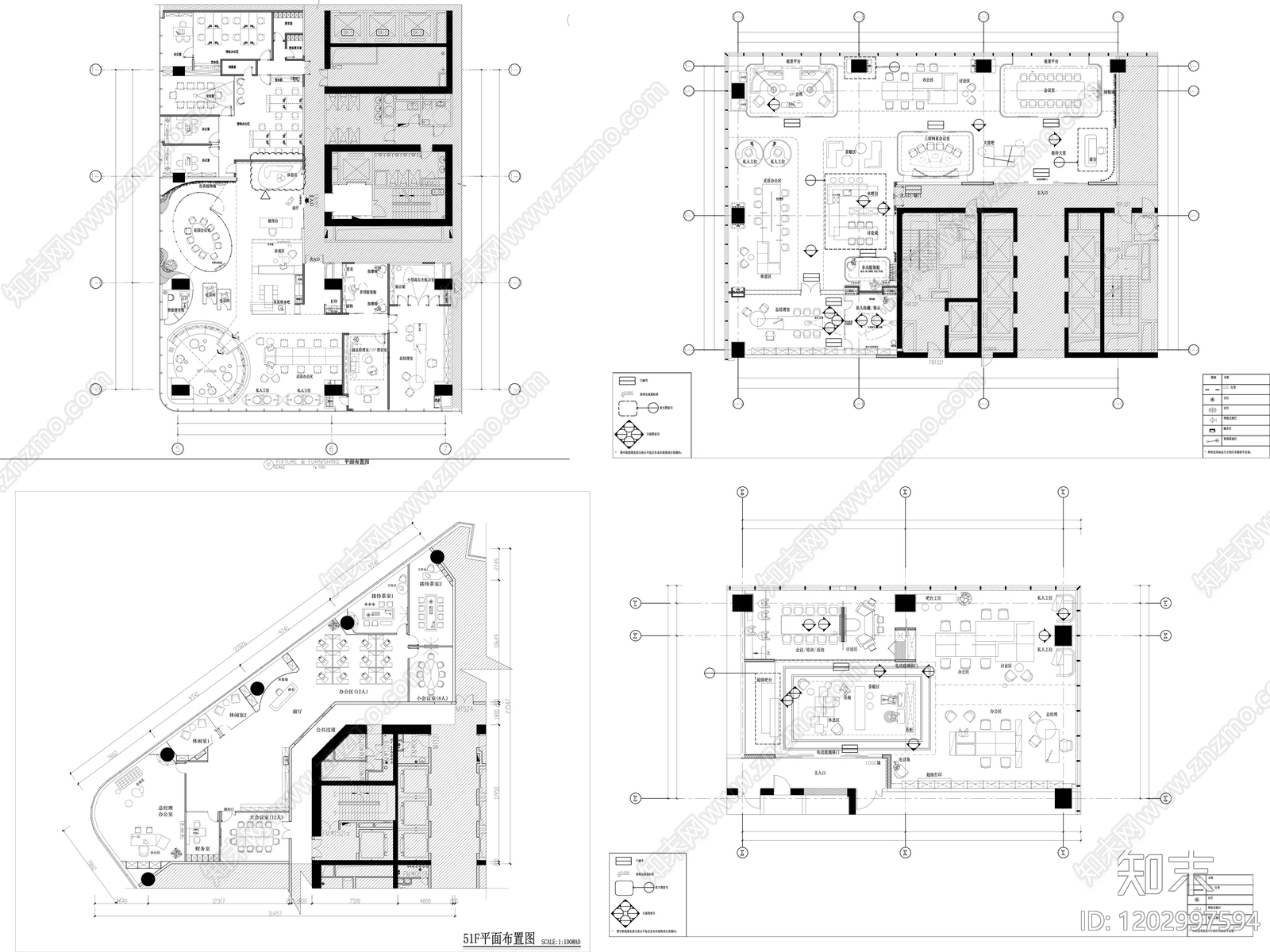 现代整体办公空间cad施工图下载【ID:1202997594】