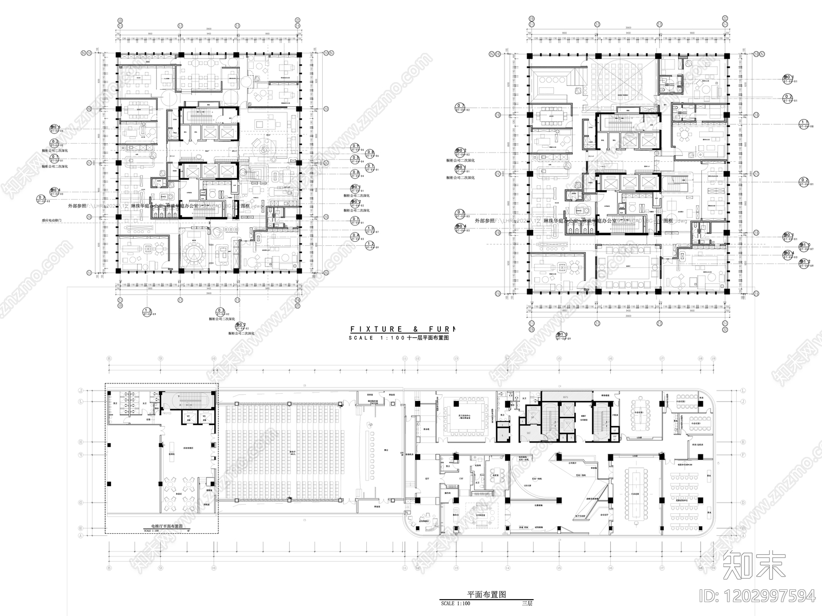 现代整体办公空间cad施工图下载【ID:1202997594】