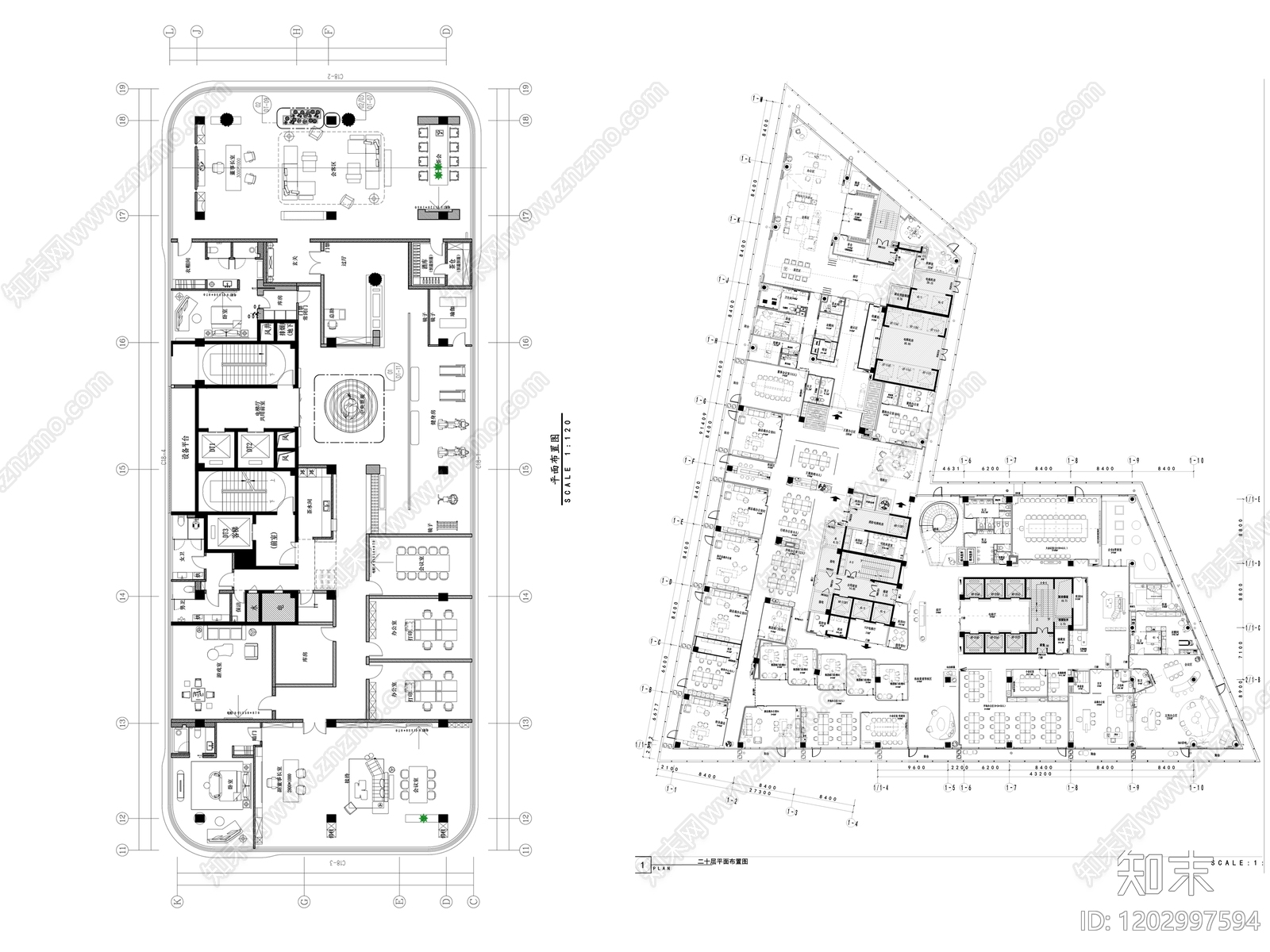 现代整体办公空间cad施工图下载【ID:1202997594】