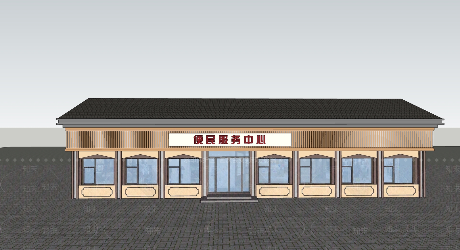 新中式现代商业综合体SU模型下载【ID:1202998406】