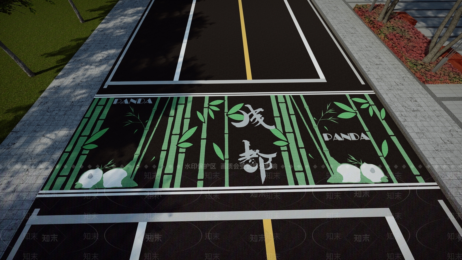 现代人行道路SU模型下载【ID:1203002946】