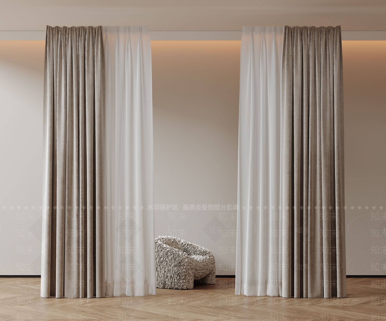 现代极简通用窗帘3D模型下载【ID:1203215777】