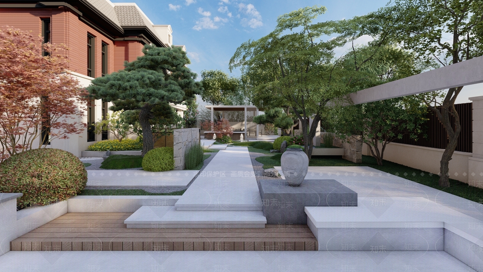 日式现代别墅庭院SU模型下载【ID:1203092141】