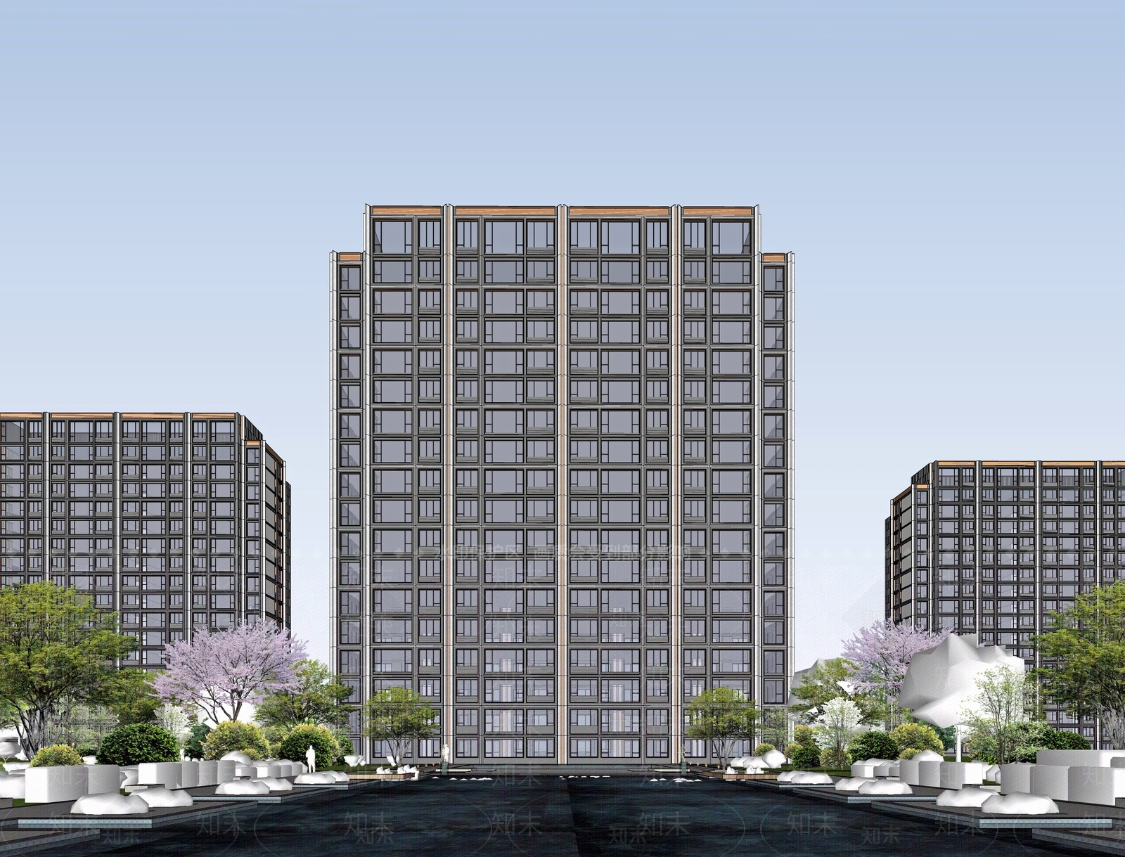 现代高层住宅SU模型下载【ID:1203010101】