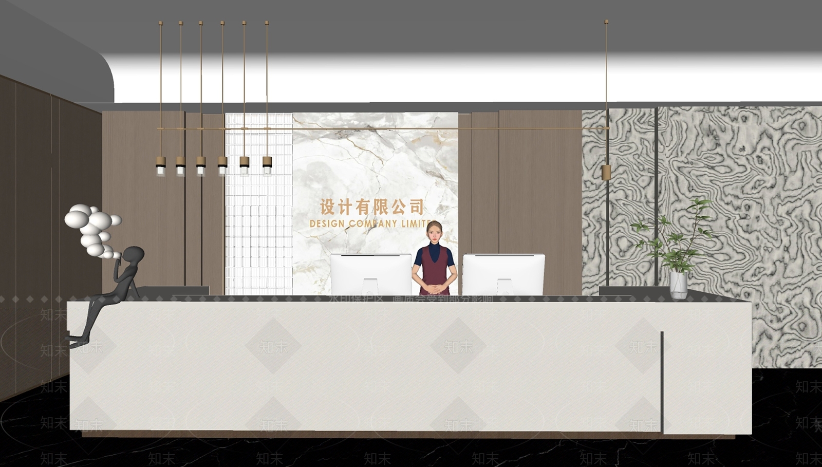 现代前台SU模型下载【ID:1203154292】