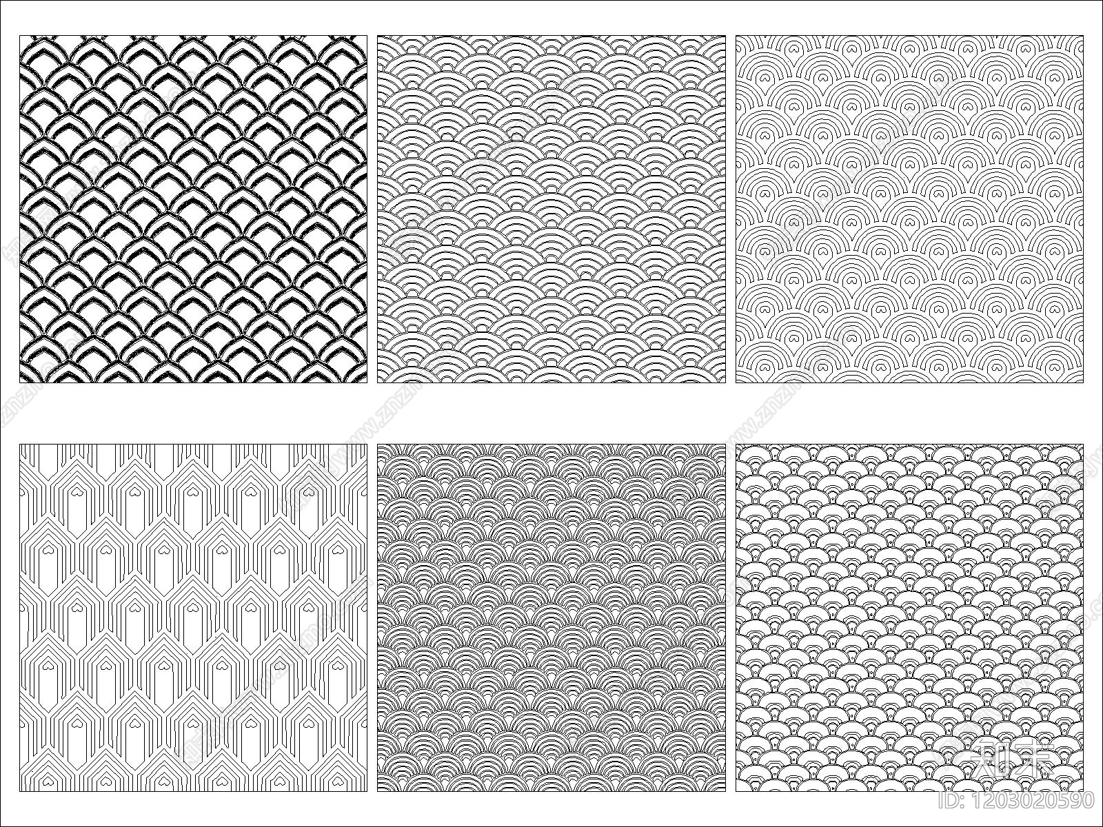 新中式填充图案施工图下载【ID:1203020590】
