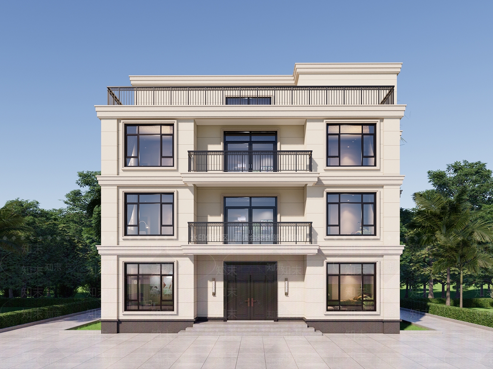 欧式法式独栋别墅SU模型下载【ID:1203022004】