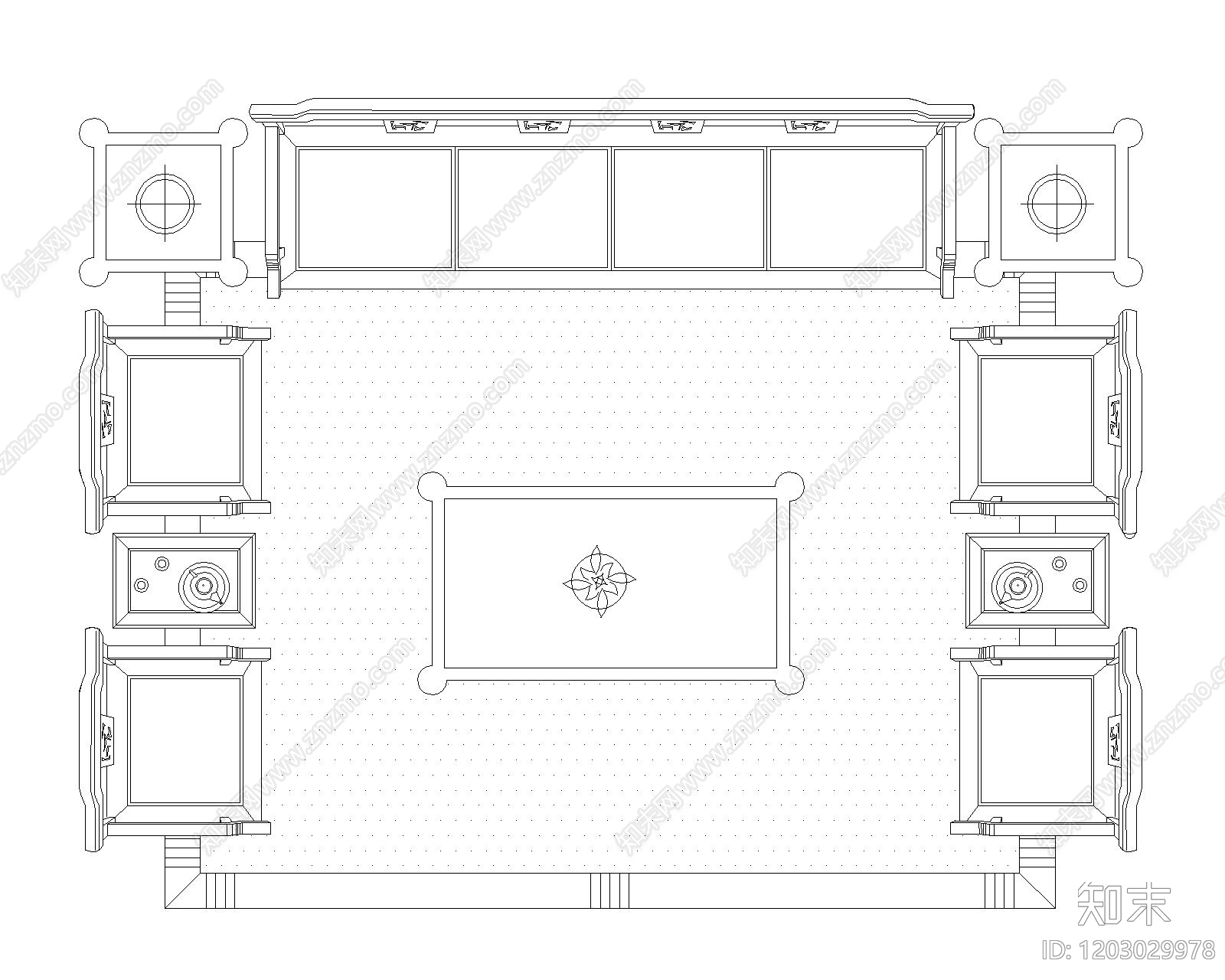 中式新中式沙发施工图下载【ID:1203029978】