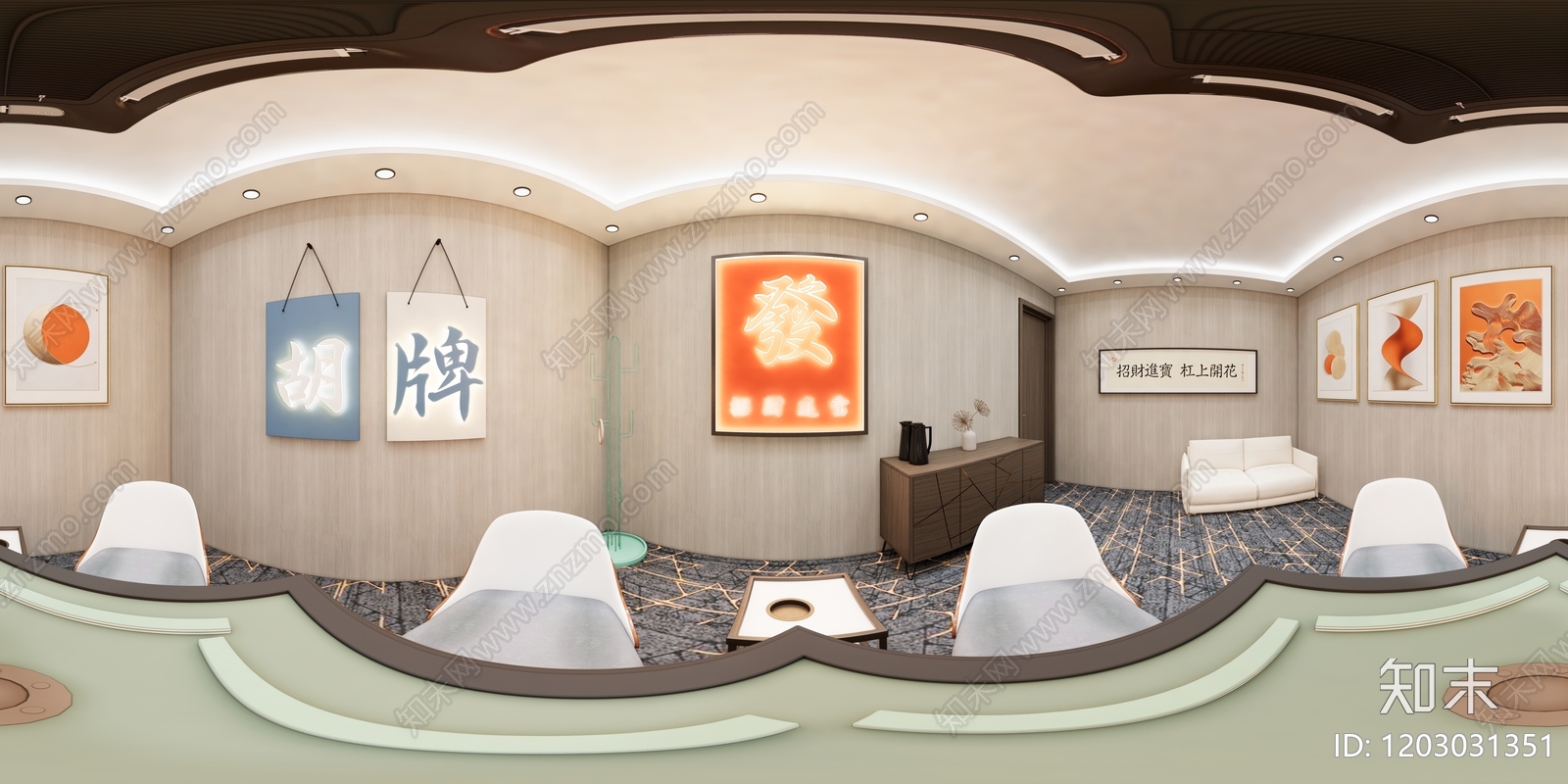 现代简约棋牌室cad施工图下载【ID:1203031351】