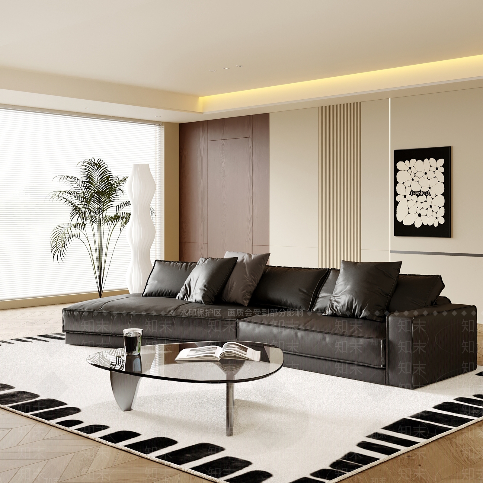 现代简约家居客厅3D模型下载【ID:1203031294】