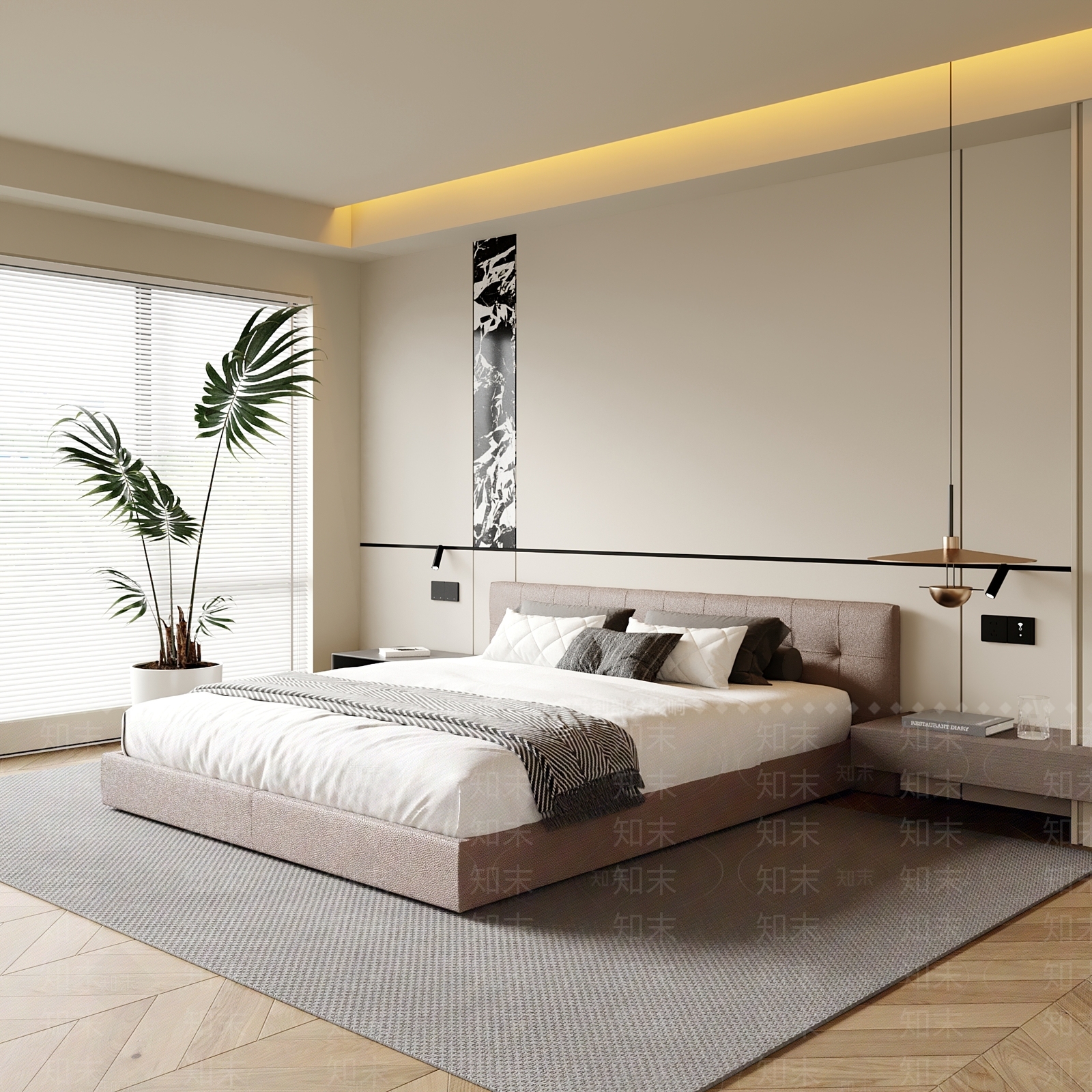 现代简约家居卧室3D模型下载【ID:1203110531】