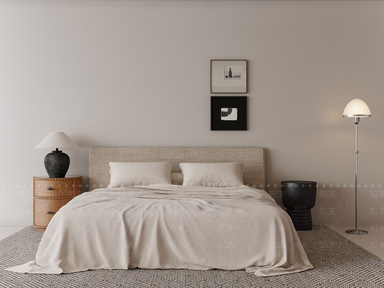 中古简约主卧3D模型下载【ID:1203034172】