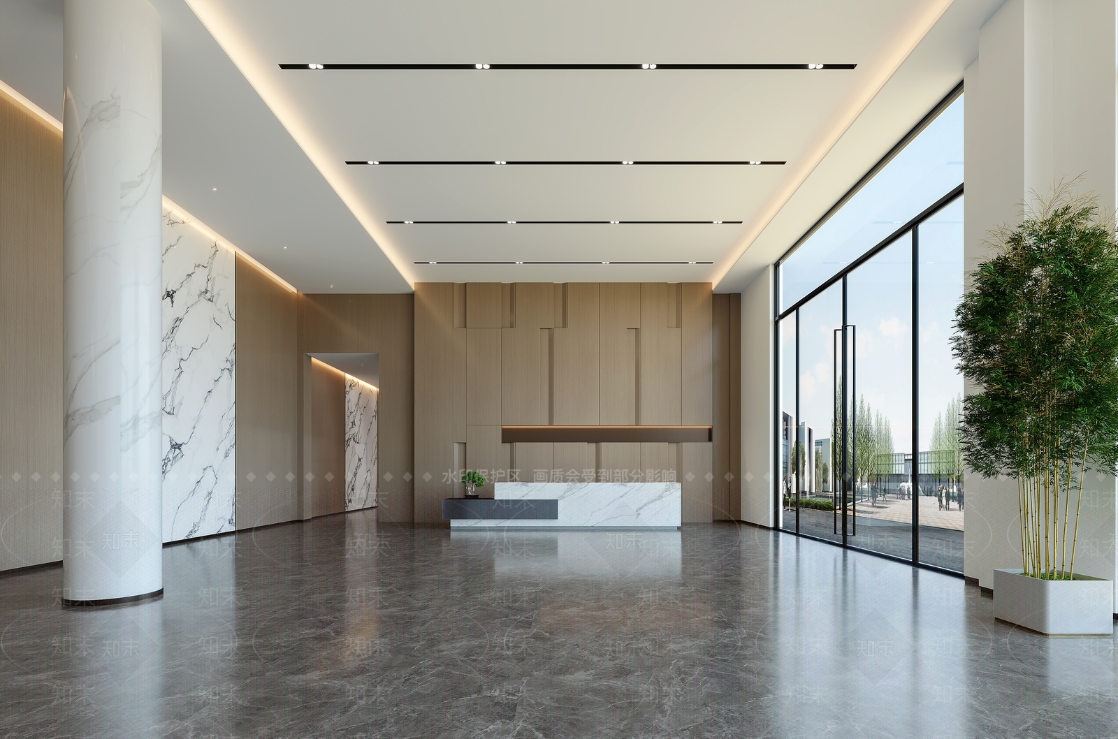 现代新中式办公大厅3D模型下载【ID:1203034342】