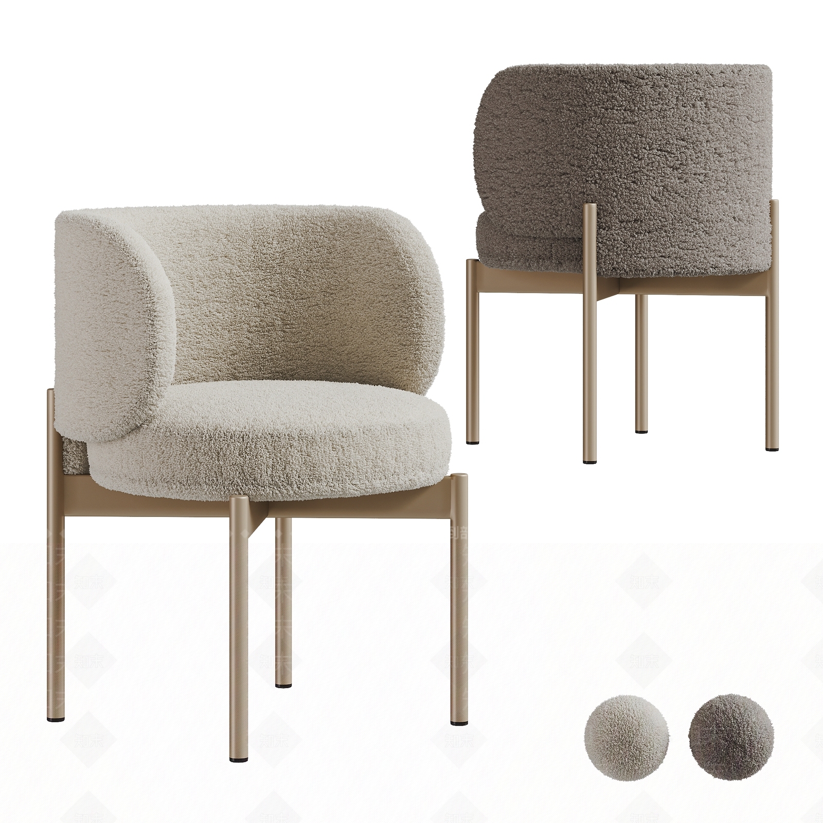 法式奶油餐椅3D模型下载【ID:1203034497】