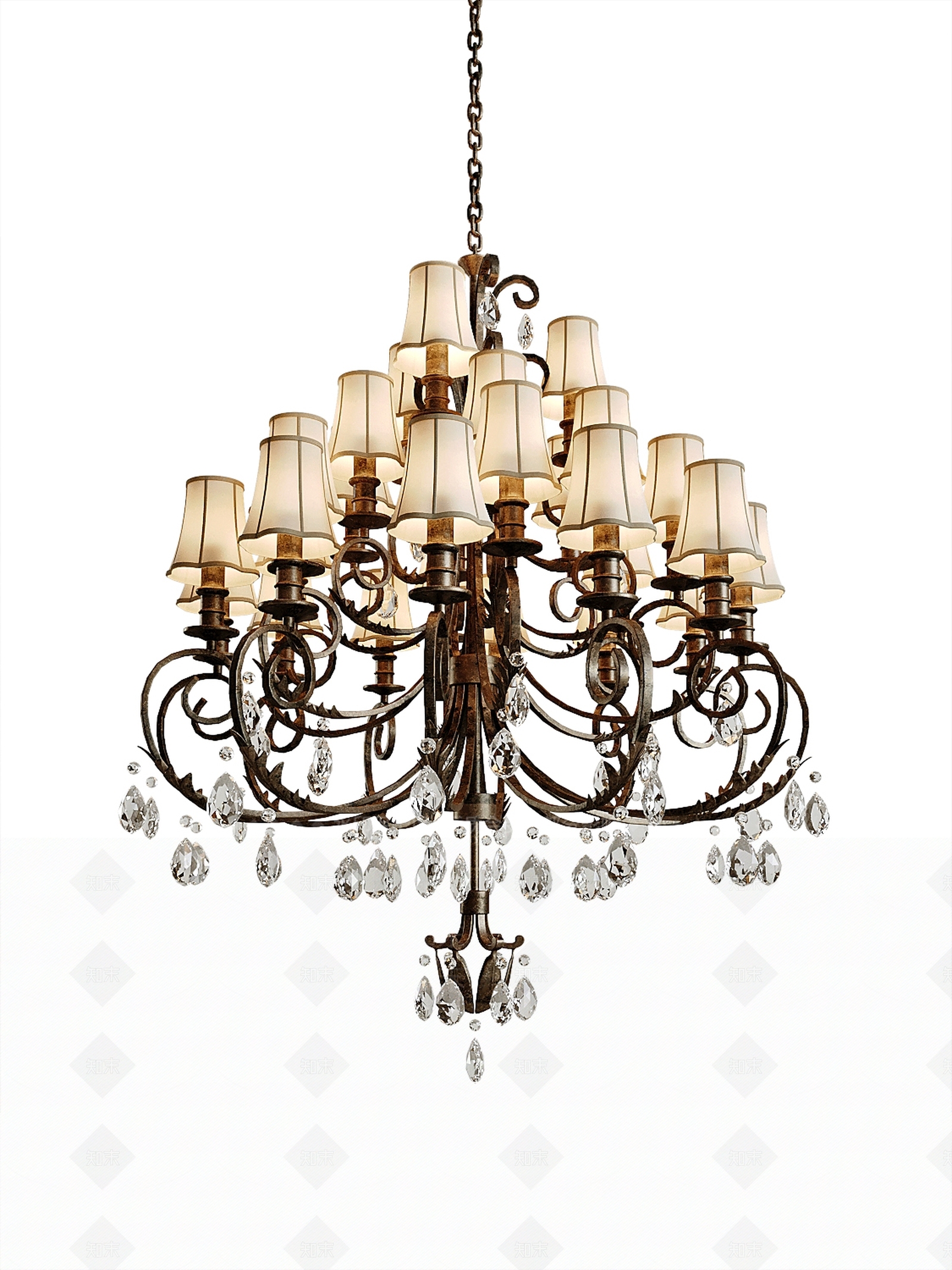 美式欧式吊灯3D模型下载【ID:1203037194】