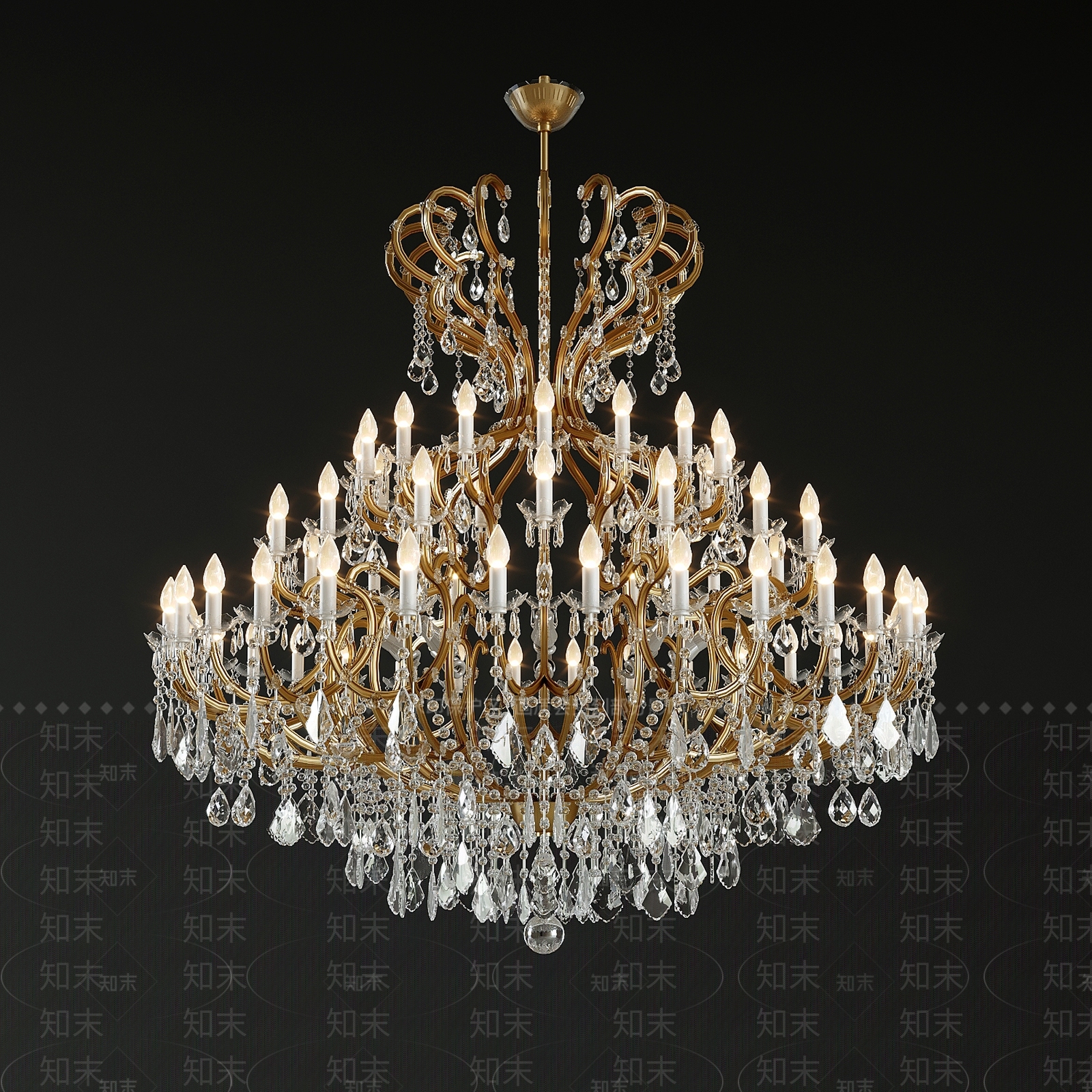 美式欧式吊灯3D模型下载【ID:1203037257】