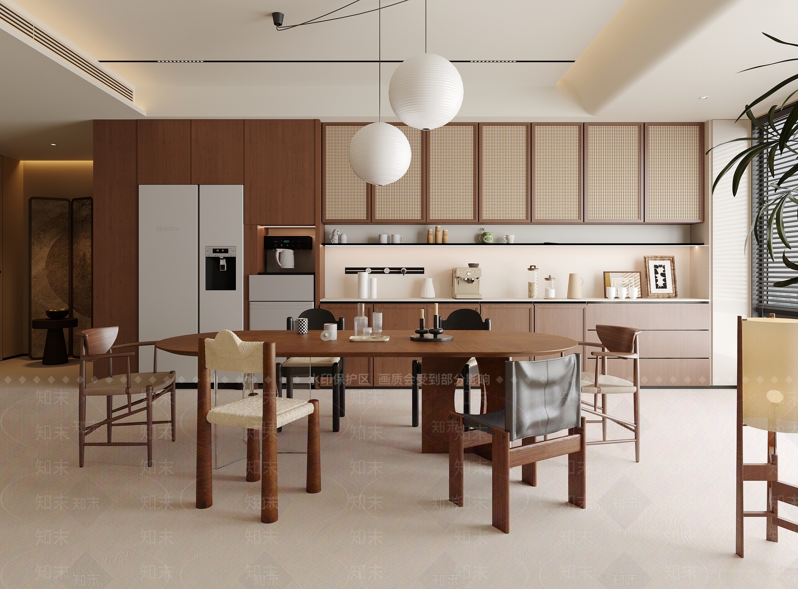 中式复古家居餐厅3D模型下载【ID:1203037740】