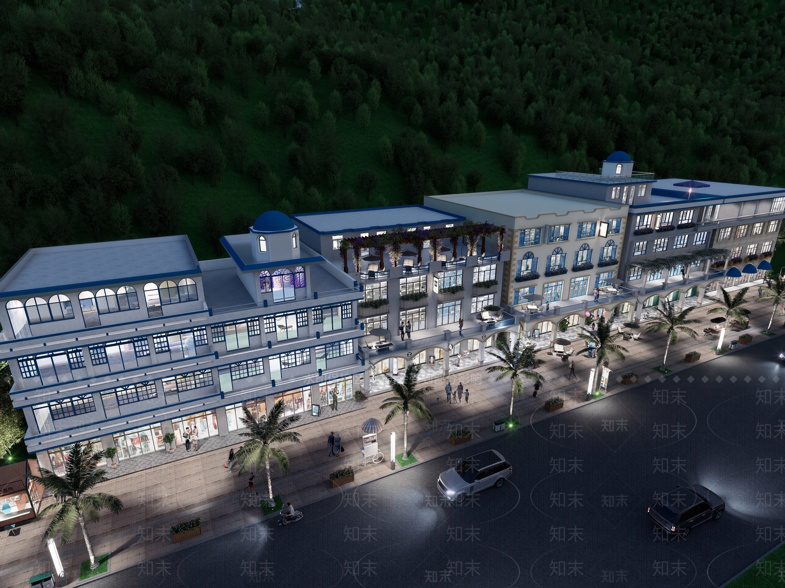 现代欧式商业街SU模型下载【ID:1203041751】