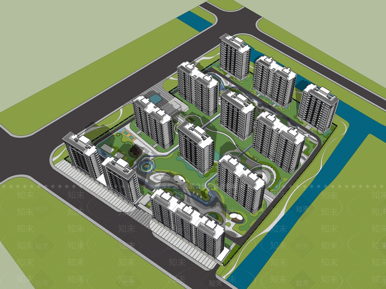 现代多层住宅SU模型下载【ID:1203042071】