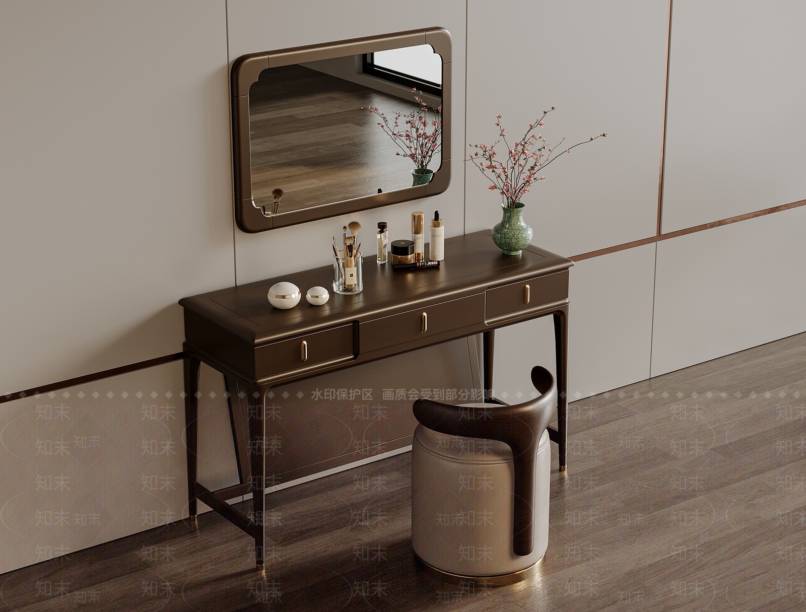 新中式梳妆台3D模型下载【ID:1203043740】