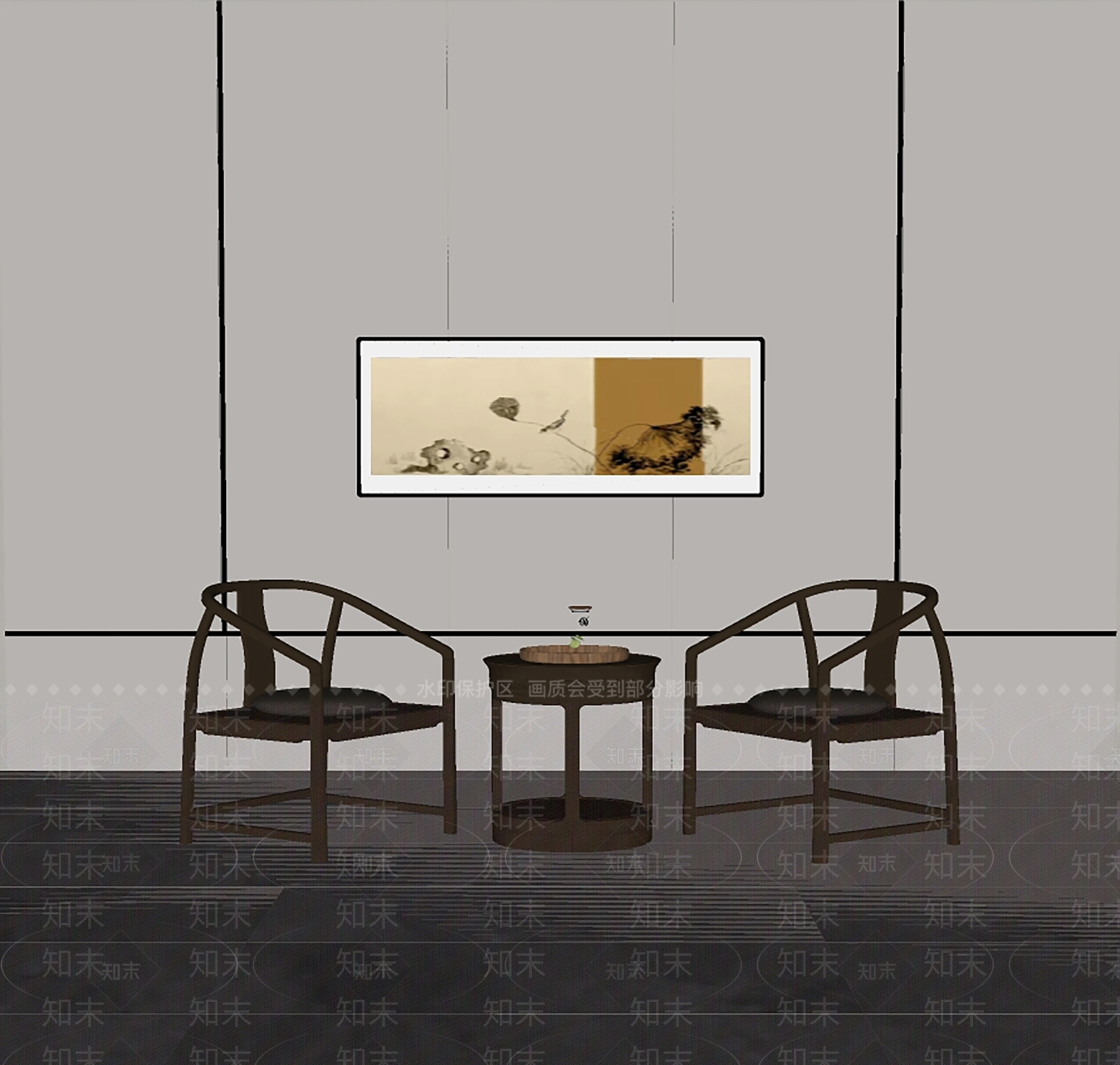 新中式休闲桌椅SU模型下载【ID:1203043729】