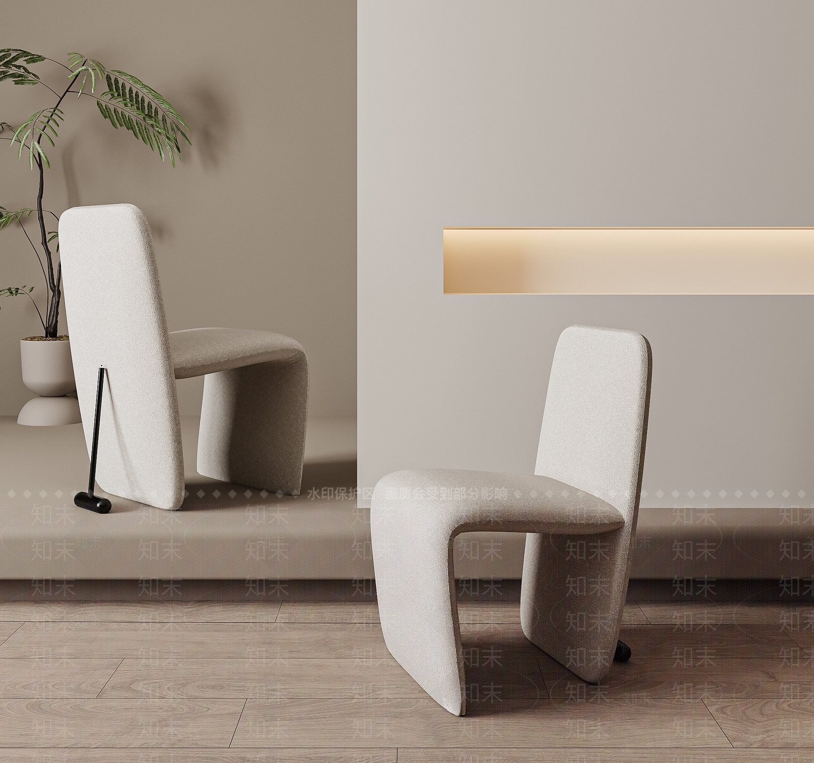 现代餐椅3D模型下载【ID:1203044536】