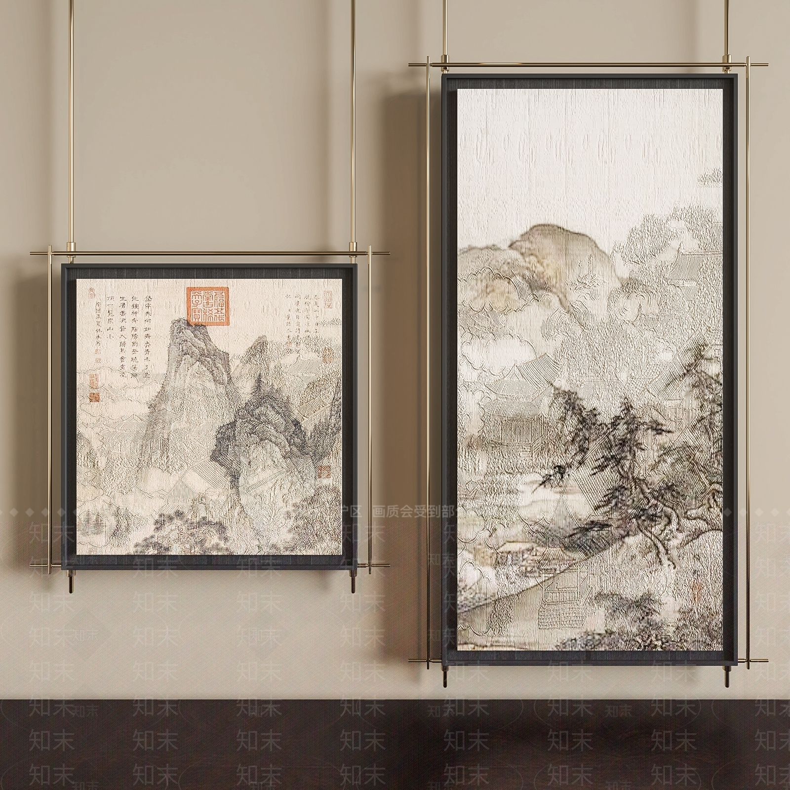 新中式挂画SU模型下载【ID:1203046877】