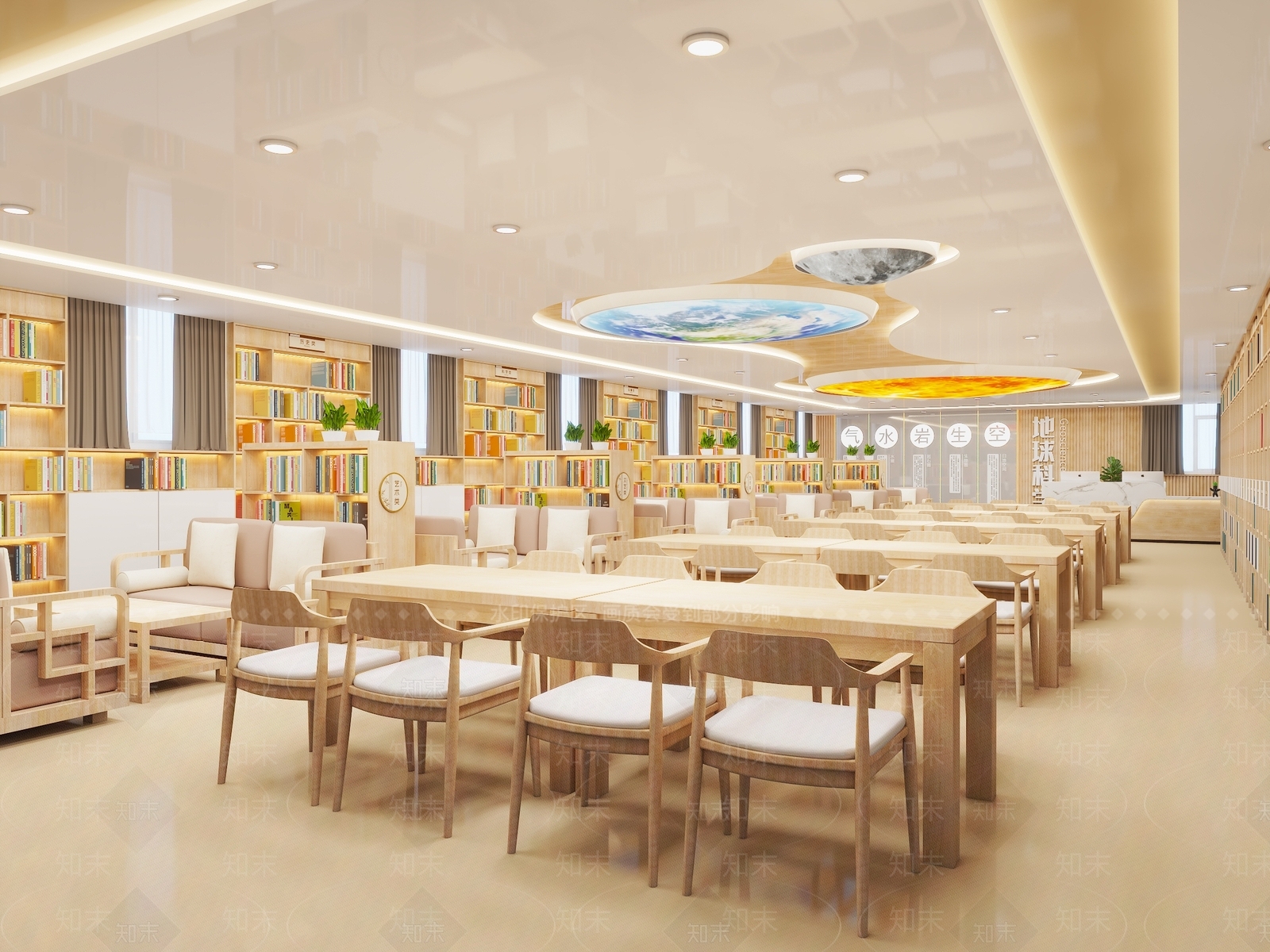 现代新中式图书馆3D模型下载【ID:1203141159】