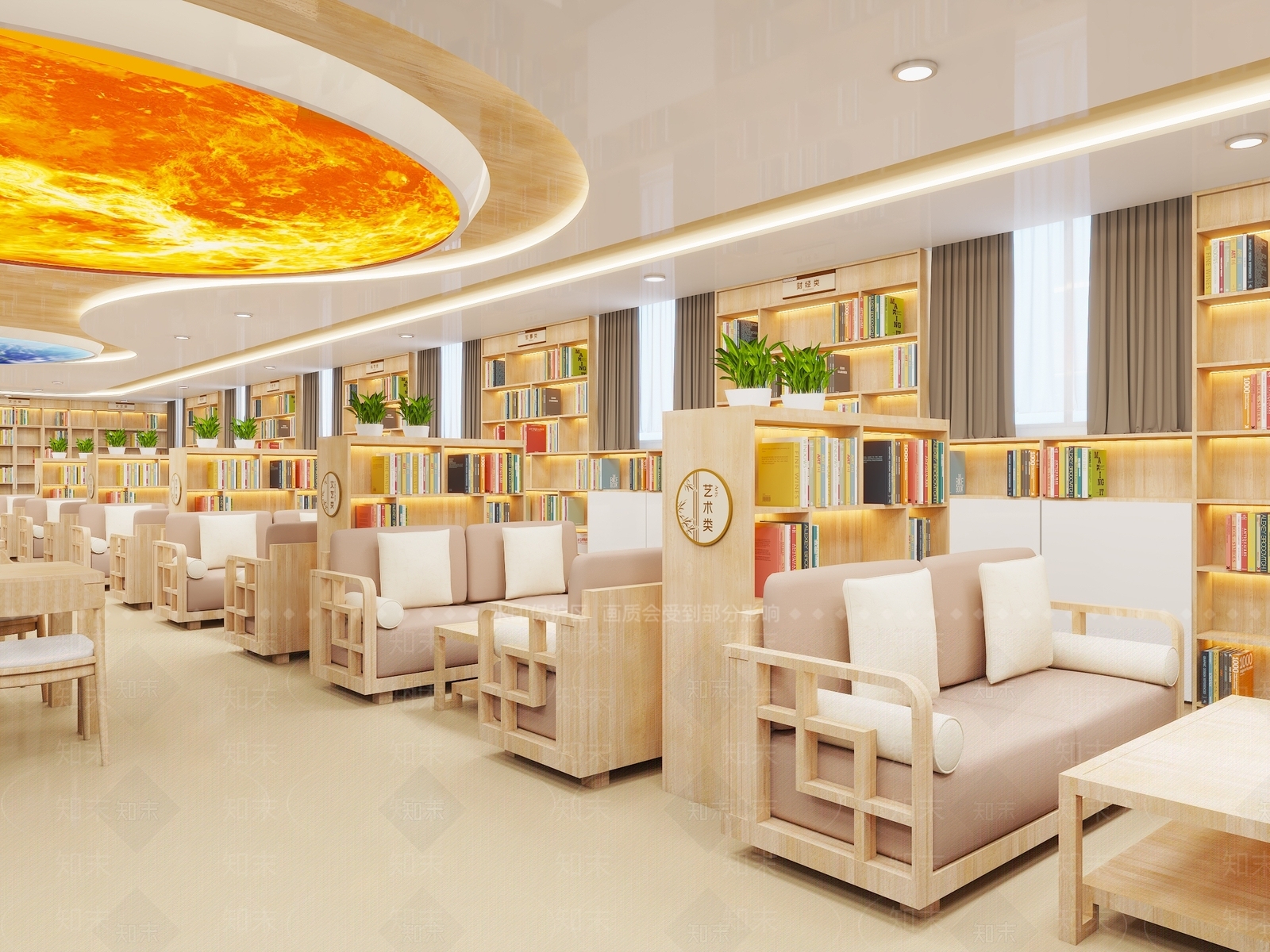 现代新中式图书馆3D模型下载【ID:1203141159】