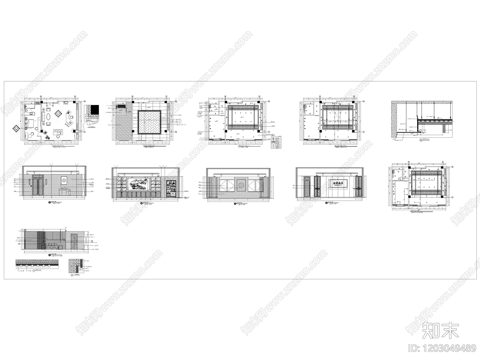 现代独立办公室cad施工图下载【ID:1203049489】