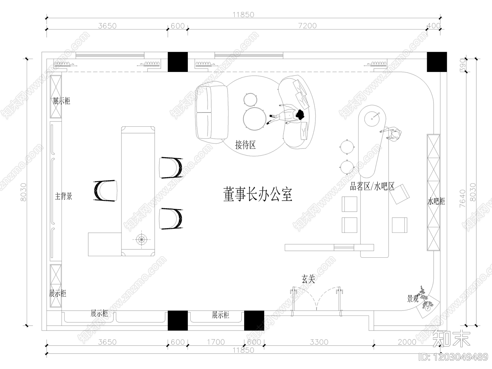 现代独立办公室cad施工图下载【ID:1203049489】