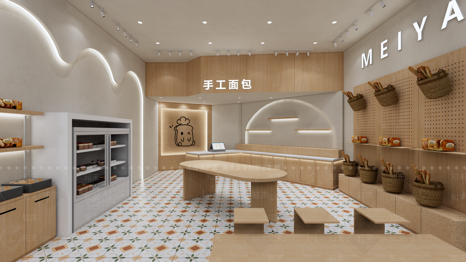 现代甜品面包店SU模型下载【ID:1203049636】