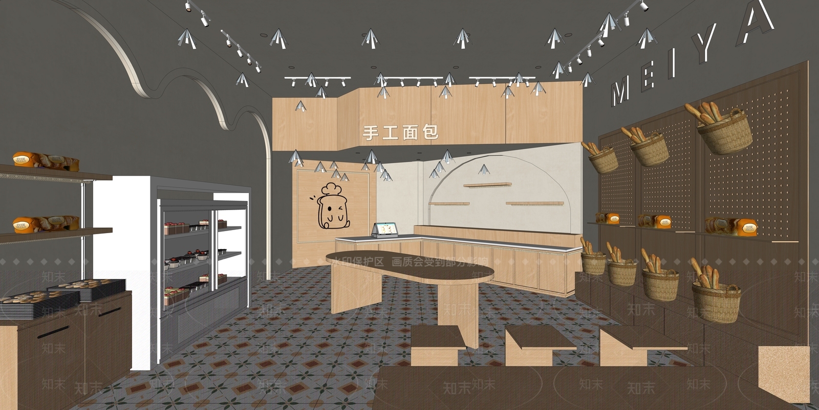 现代甜品面包店SU模型下载【ID:1203049636】