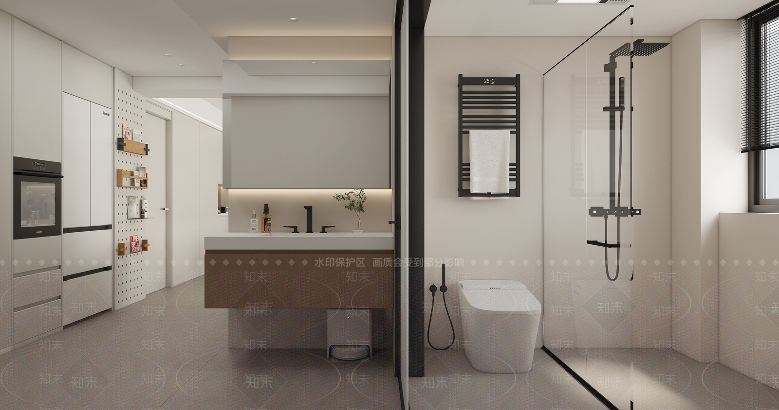 现代奶油卫生间3D模型下载【ID:1203056322】