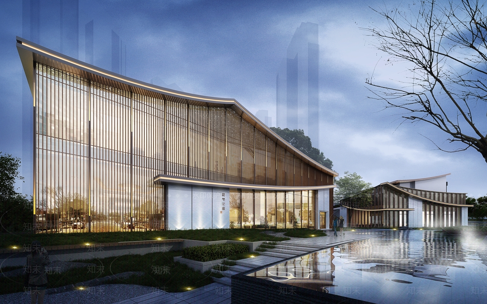 新中式售楼处外观3D模型下载【ID:1203057192】